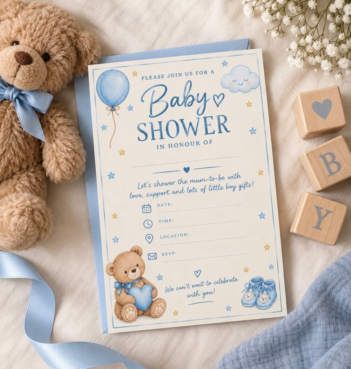 Baby Boy Baby Shower Invitatikn Baby Boy Baby Shower Invitatikn - Digital product available for instant download from earnwithnell