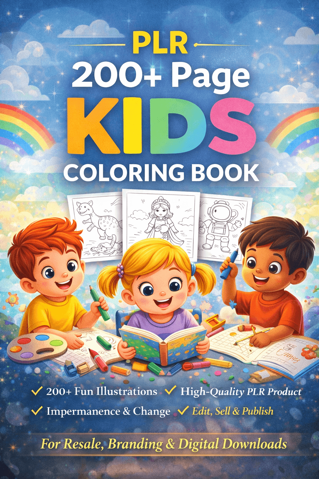 (PLR) 200 + page kids coloring book (PLR) 200 + page kids coloring book - Digital product available for instant download from Sonhira
