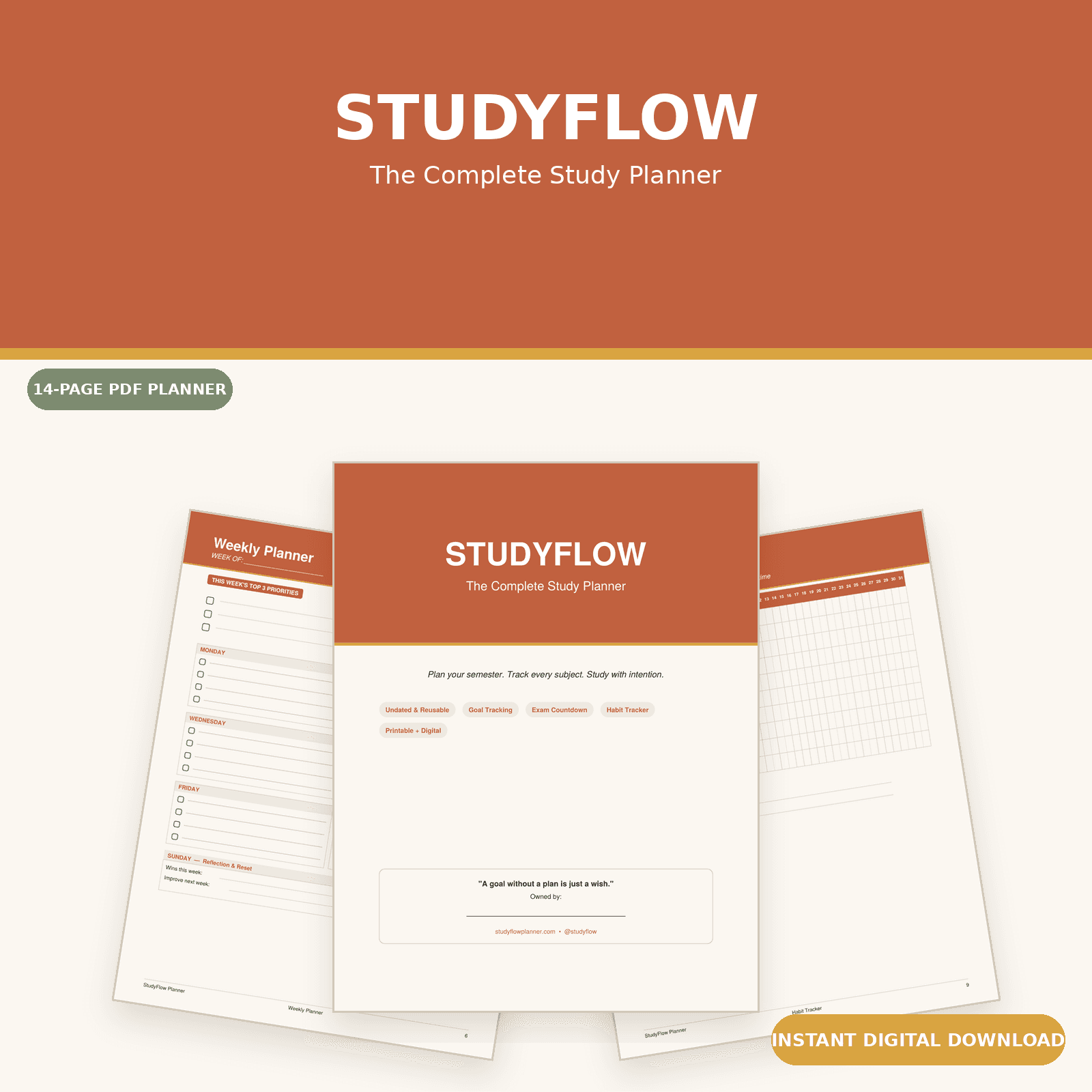 Study Planner Study Planner - Digital product available for instant download from samdalrymple1's Store