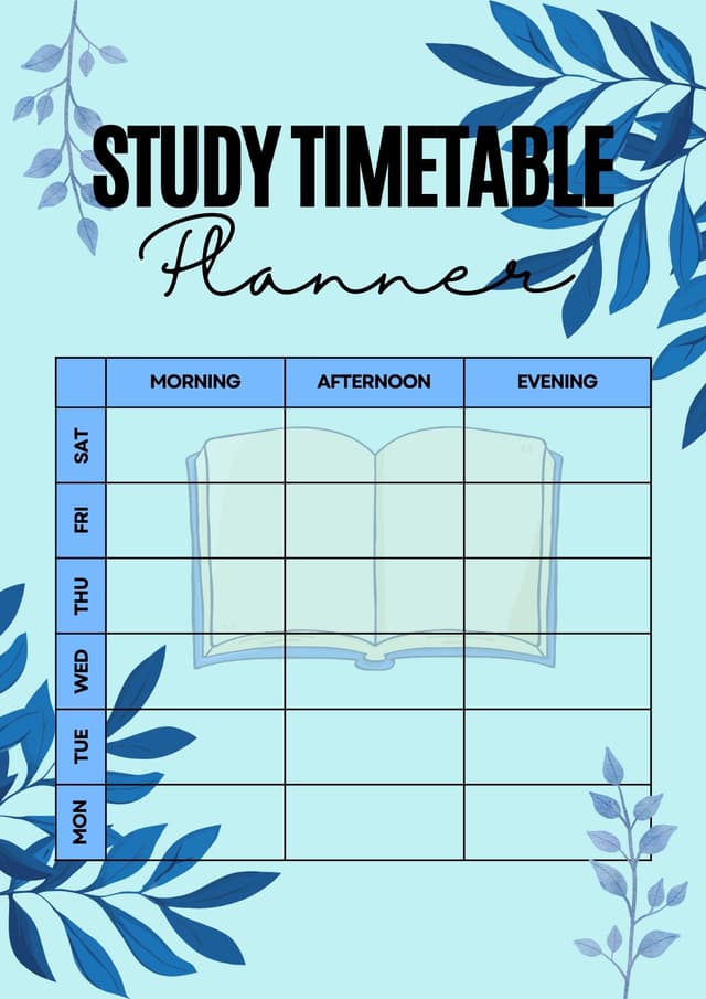 Weekly Study Timetable Planner