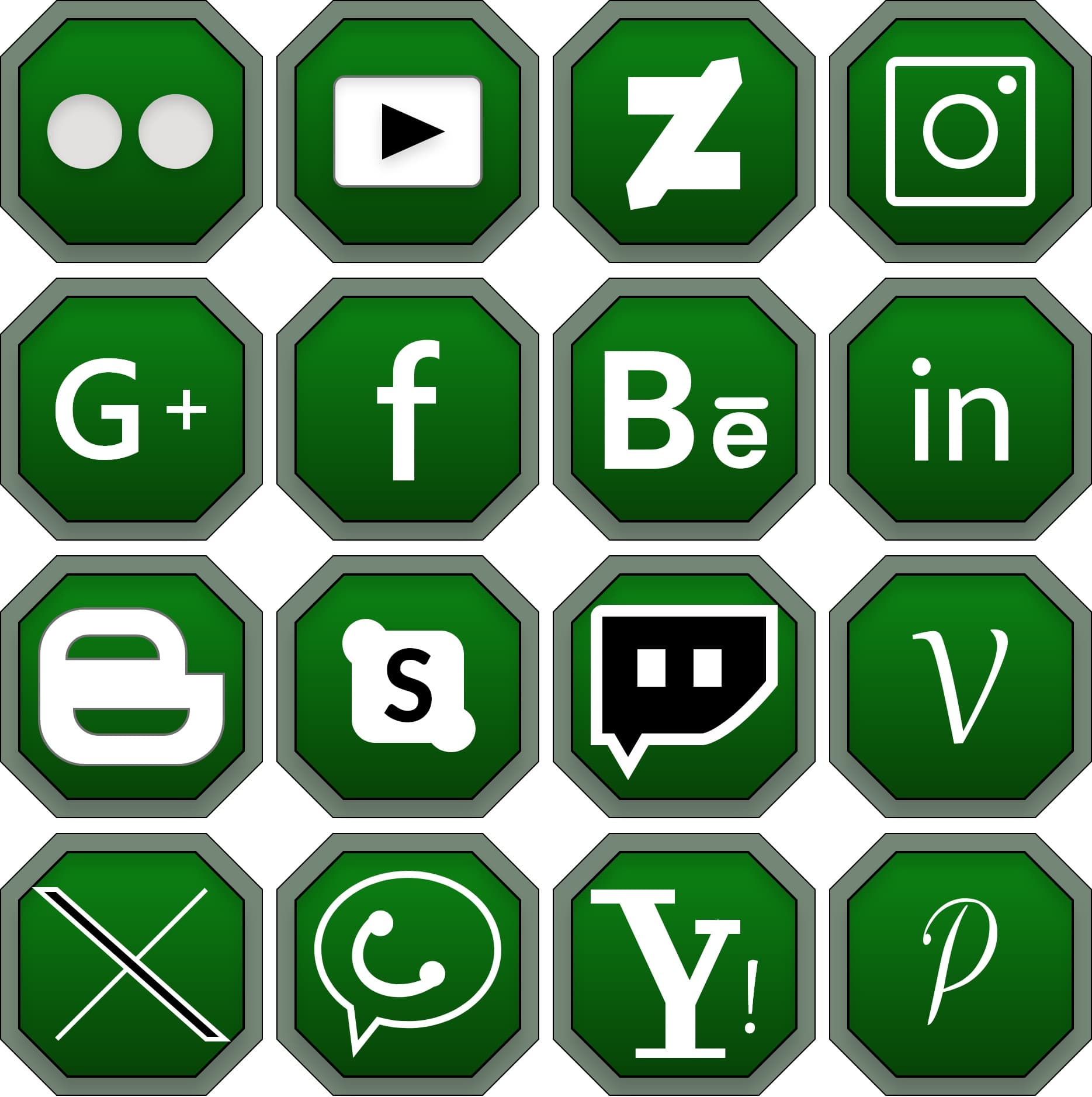 Social Media Icon Set Hexagonal Green Social Media Icon Set Hexagonal Green - Digital product available for instant download from manojvb's Store