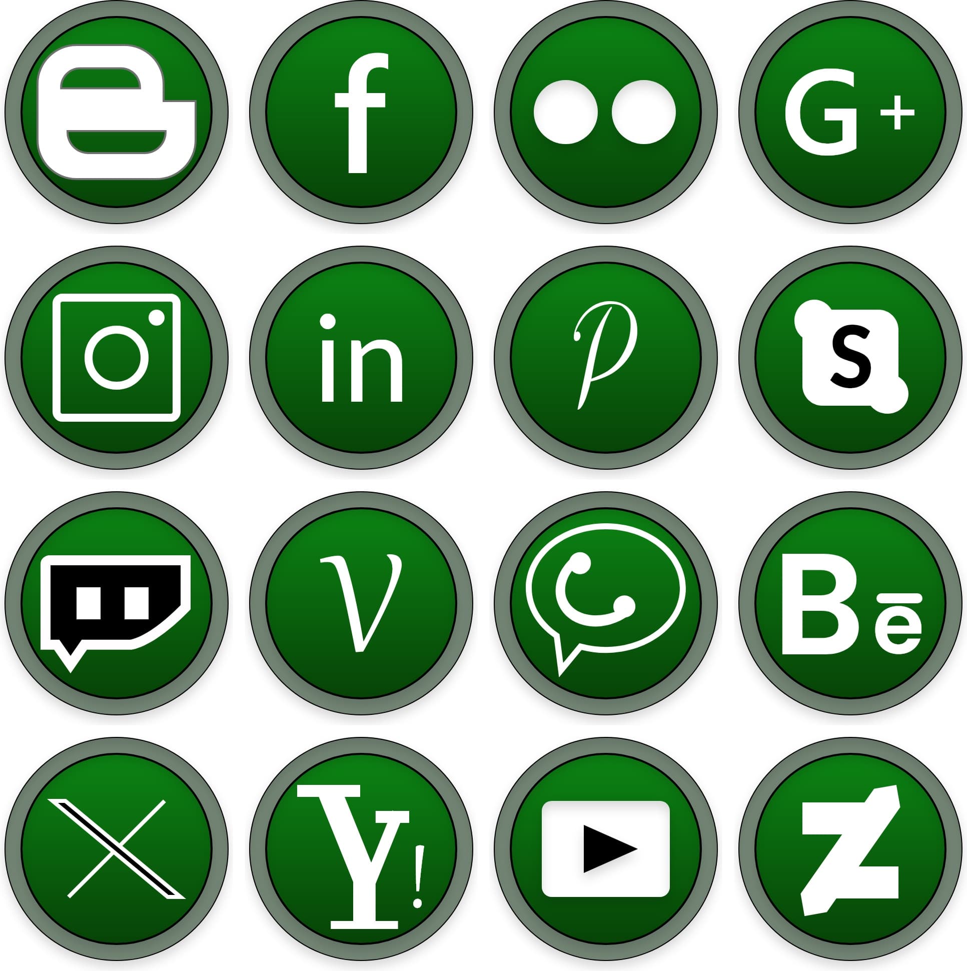 Social Media Icon Set Circle - Green Social Media Icon Set Circle - Green - Digital product available for instant download from manojvb's Store