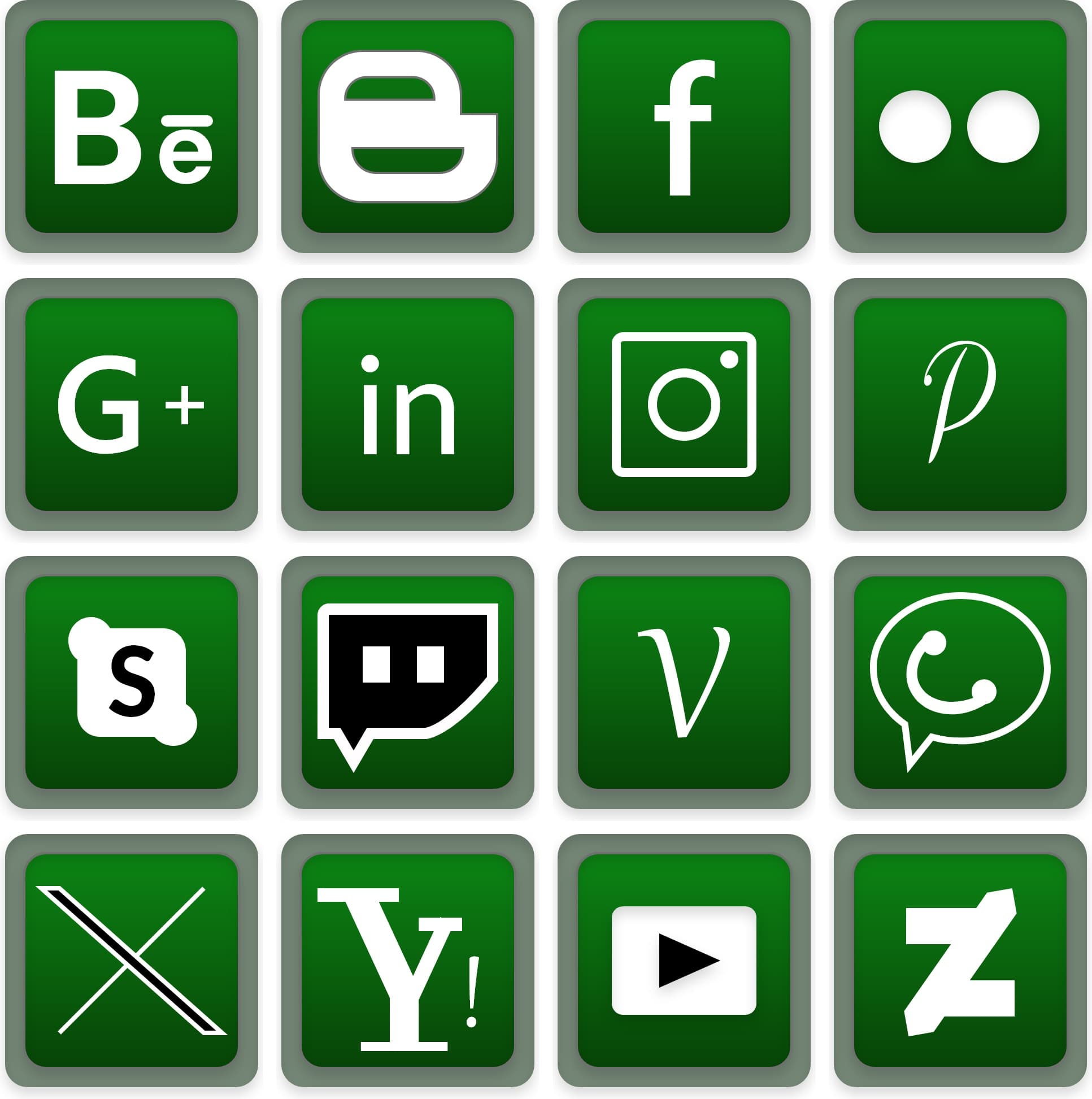 Social Media Icon Set Square - Green Social Media Icon Set Square - Green - Digital product available for instant download from manojvb's Store