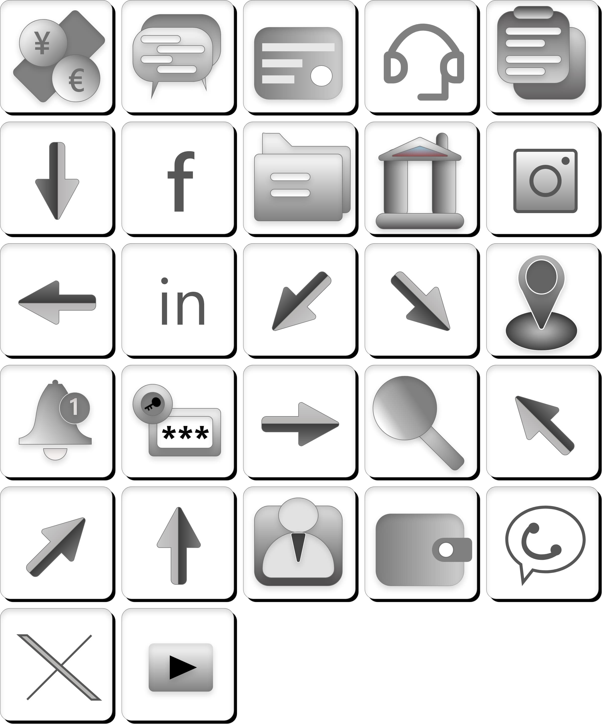 Grey Multi Icon Pack Grey Multi Icon Pack - Digital product available for instant download from manojvb's Store