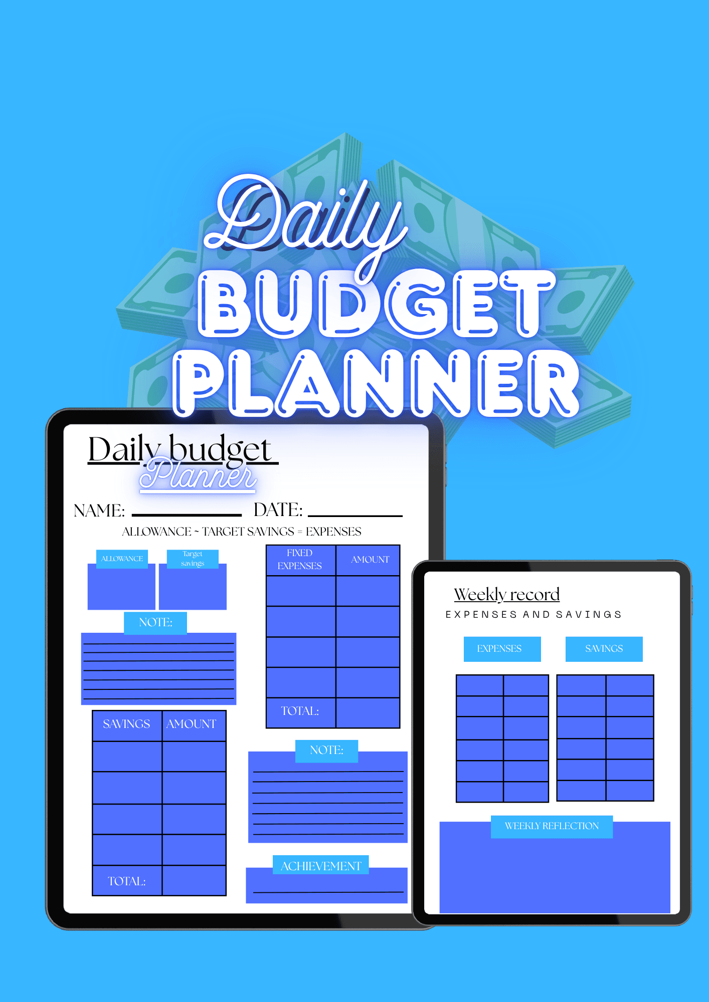 Blue Daily Digital Budget Planner Blue Daily Digital Budget Planner - Digital product available for instant download from S|DigitalProductsCo