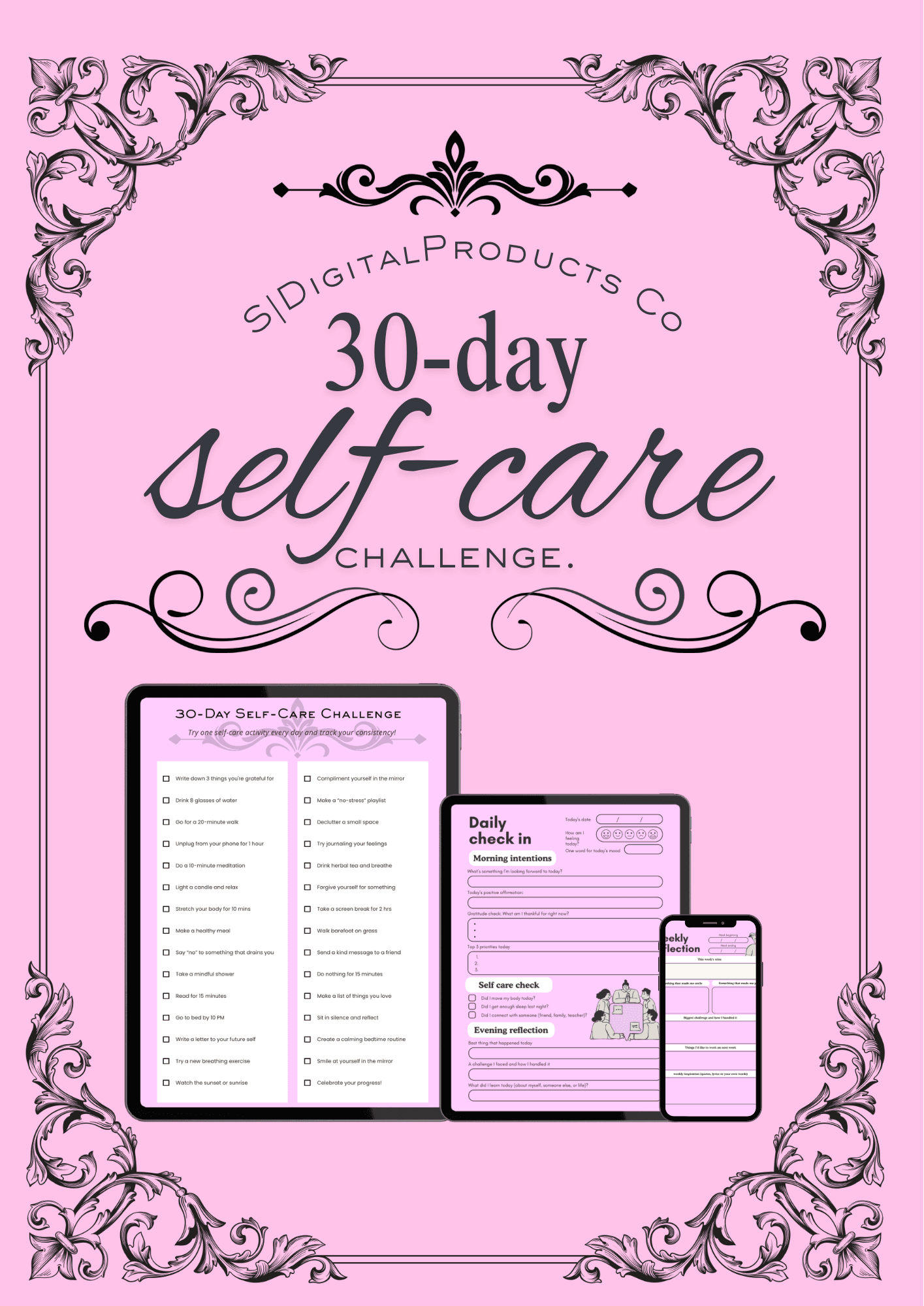 Self-Care tracker/challenge worksheets bundle Self-Care tracker/challenge worksheets bundle - Digital product available for instant download from S|DigitalProductsCo