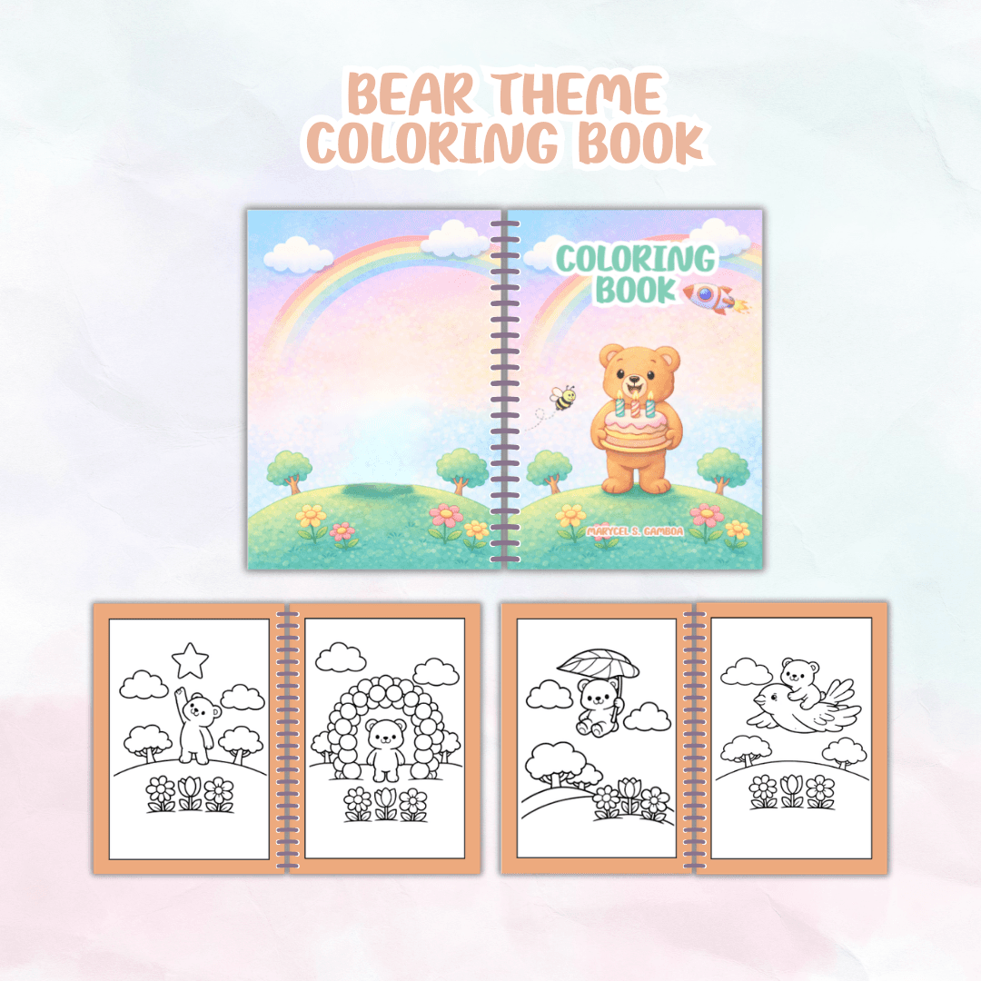 Cutesy Bear Themed Coloring Book Cutesy Bear Themed Coloring Book - Digital product available for instant download from Cee Lab Creations