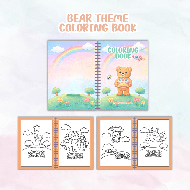 Cutesy Bear Themed Coloring Book
