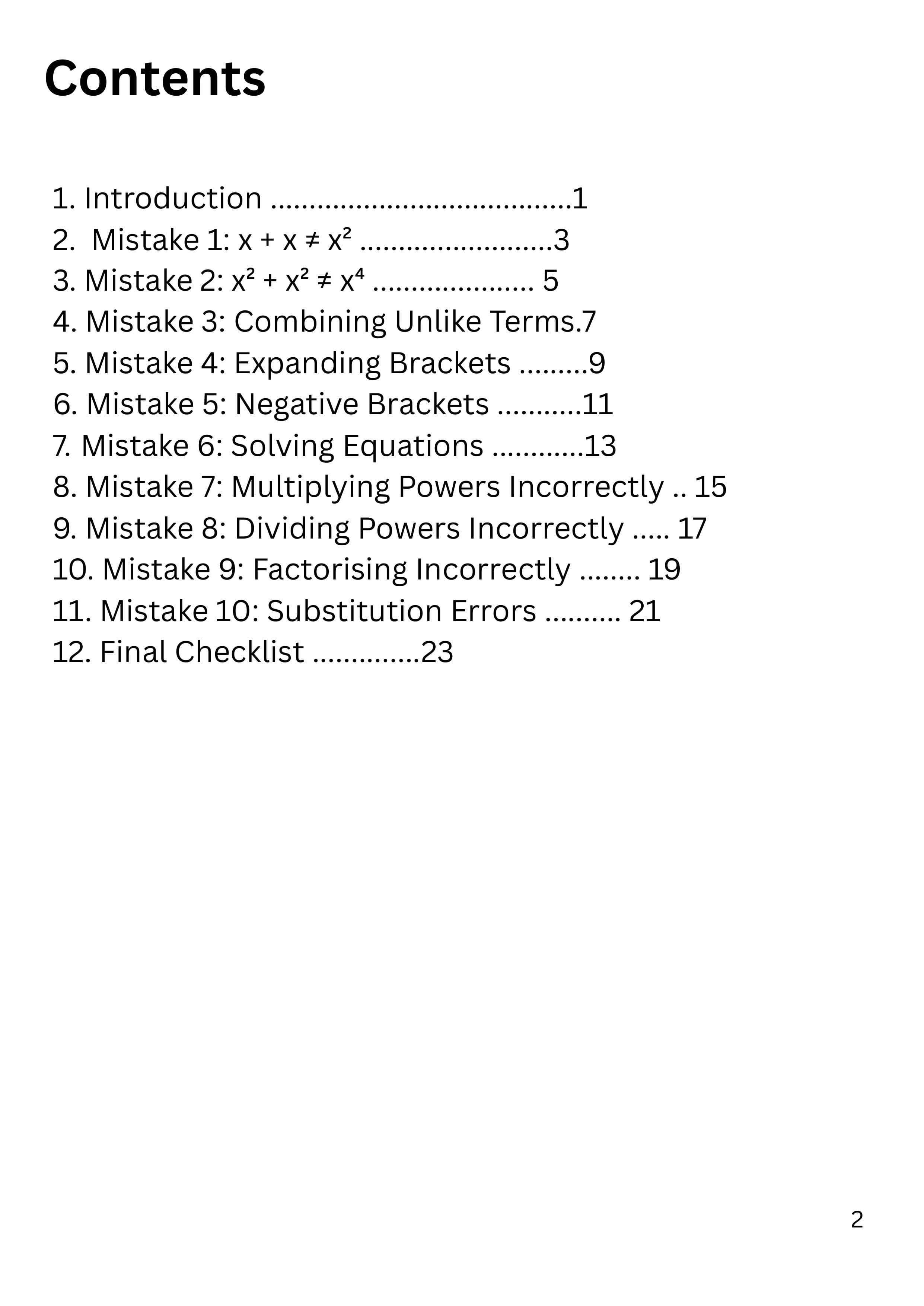 10 Algebra Mistakes from getting a grade 4 or 5 10 Algebra Mistakes from getting a grade 4 or 5 - Digital product available for instant download from CSMaths