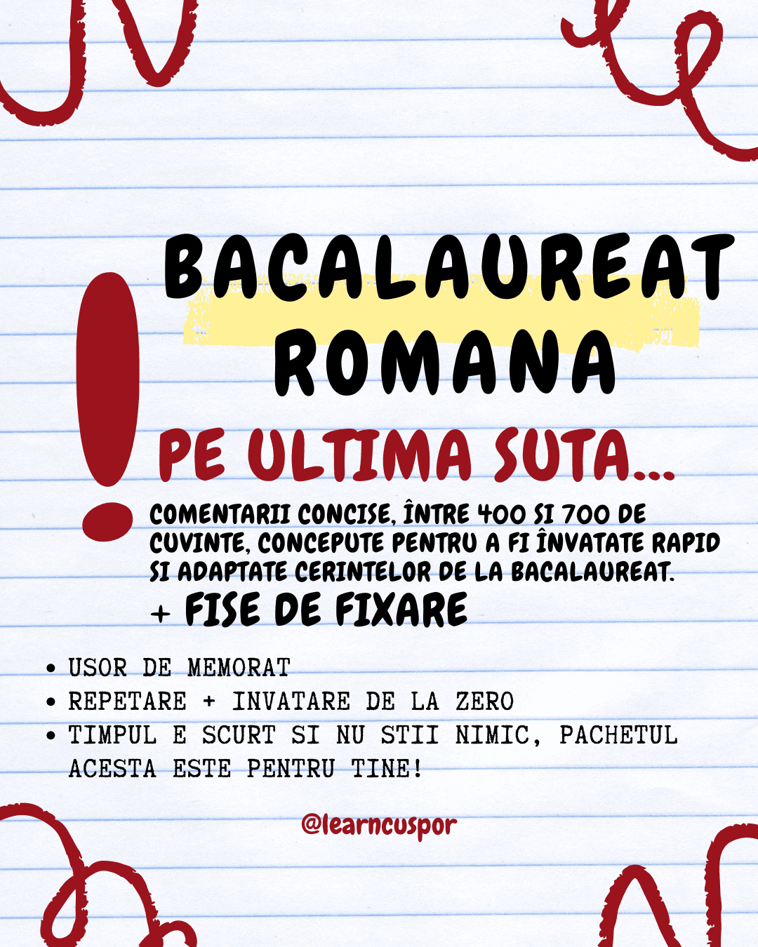 PE ULTIMA SUTĂ - Bacalaureat Limba si Literatura Romana PE ULTIMA SUTĂ - Bacalaureat Limba si Literatura Romana - Digital product available for instant download from LearnCuSpor